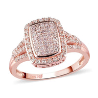 LIMITED EDITION SUPER PREMIUM Natural Pink and White Diamond Ring in Vermeil RG Over Sterling Silver (Size 9.0) 0.50 ctw