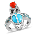 AMERICAN Natural Sleeping Beauty Turquoise, Multi Gemstone Ring in Platinum Over Sterling Silver 3.70 ctw - Sticky add to cart bar