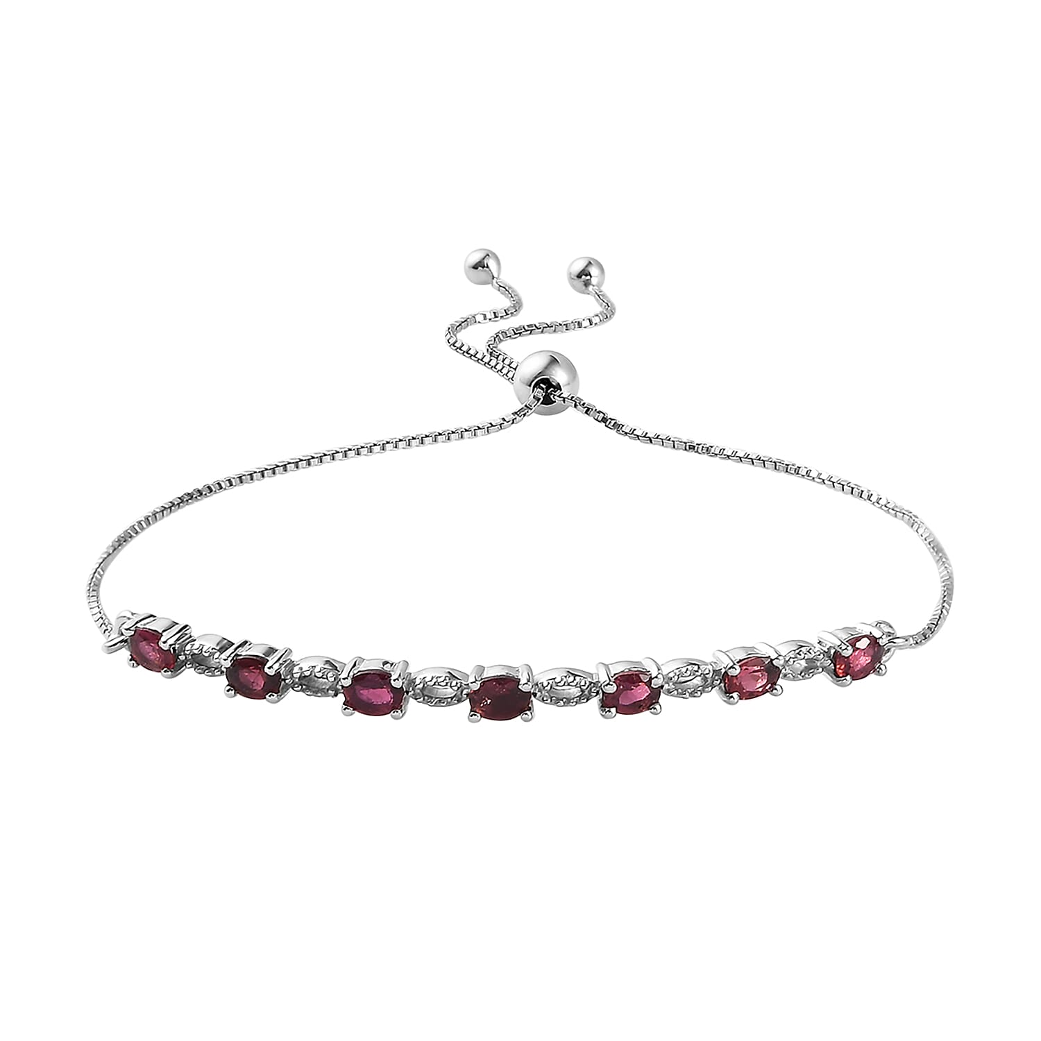 Premium Ouro Fino Rubellite Bolo Bracelet in Platinum Over Sterling Silver 1.25 ctw