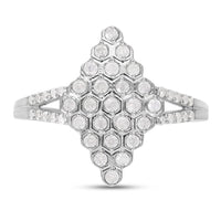 White Diamond Ring in Platinum Over Sterling Silver (Size 8.0) 0.50 ctw