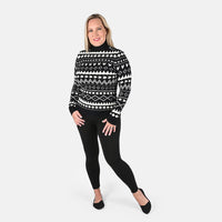 TAMSY Black Knit Turtle Neck with Chevron Pattern - L