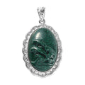 Freshened Malachite Solitaire Pendant in Platinum Over Copper with Magnet 21.00 ctw - Sticky add to cart bar