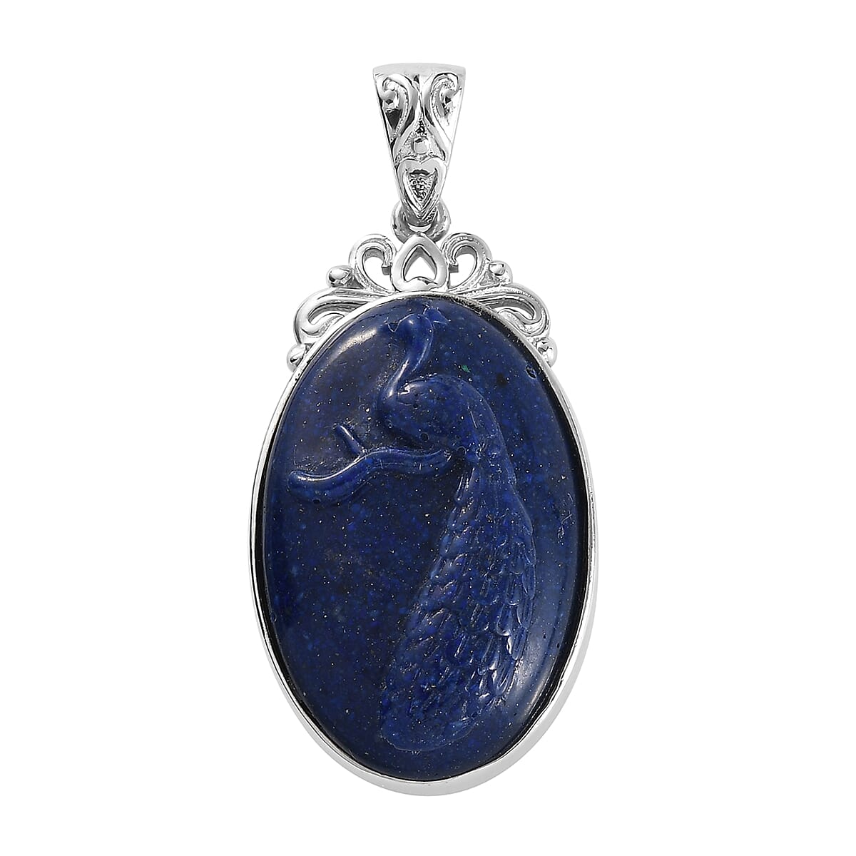 Freshened Lapis Lazuli Solitaire Pendant without Chain in Platinum Over Copper with Magnet 14.25 ctw
