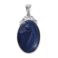 Freshened Lapis Lazuli Solitaire Pendant without Chain in Platinum Over Copper with Magnet 14.25 ctw