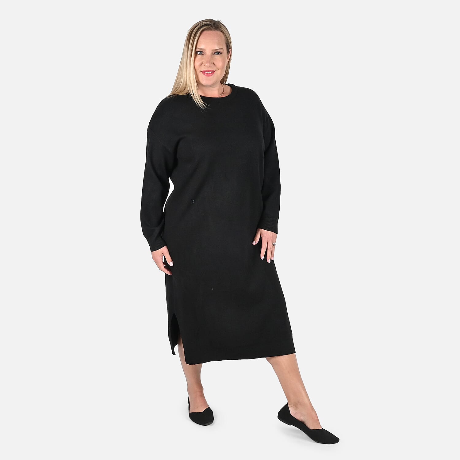 TAMSY Black Knit Tunic Sweater - L
