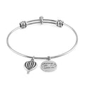 HALLMARK "Infinite possibilities" Infinity Charm Expandable Wire Bangle Bracelet in Stainless Steel (8.50 In) (10.70 g) - Sticky add to cart bar