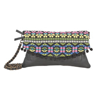 Black Genuine leather Vintage Crossbody Bag (11.5"x12")