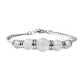 Grey Color Lab Created Opal Beaded 5 Stone Bracelet in Stainless Steel (7.25 In) - Sticky add to cart bar
