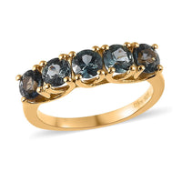Natural Parti Sapphire 5 Stone Ring in Vermeil Yellow Gold Over Sterling Silver (Size 10.0) 1.60 ctw