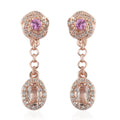 Premium Marropino Morganite and Multi Gemstone Dangling Earrings in Vermeil Rose Gold Over Sterling Silver 1.60 ctw - Sticky add to cart bar