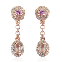 Premium Marropino Morganite and Multi Gemstone Dangling Earrings in Vermeil Rose Gold Over Sterling Silver 1.60 ctw
