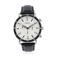 Strada Japanese Movement Stylish Dress Watch with Black Faux Leather Strap (42.2mm) (8.0-9.0Inches)