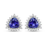 Rhapsody 950 Platinum AAAA Tanzanite and E-F VS Diamond Halo Earrings 3.75 Grams 2.90 ctw