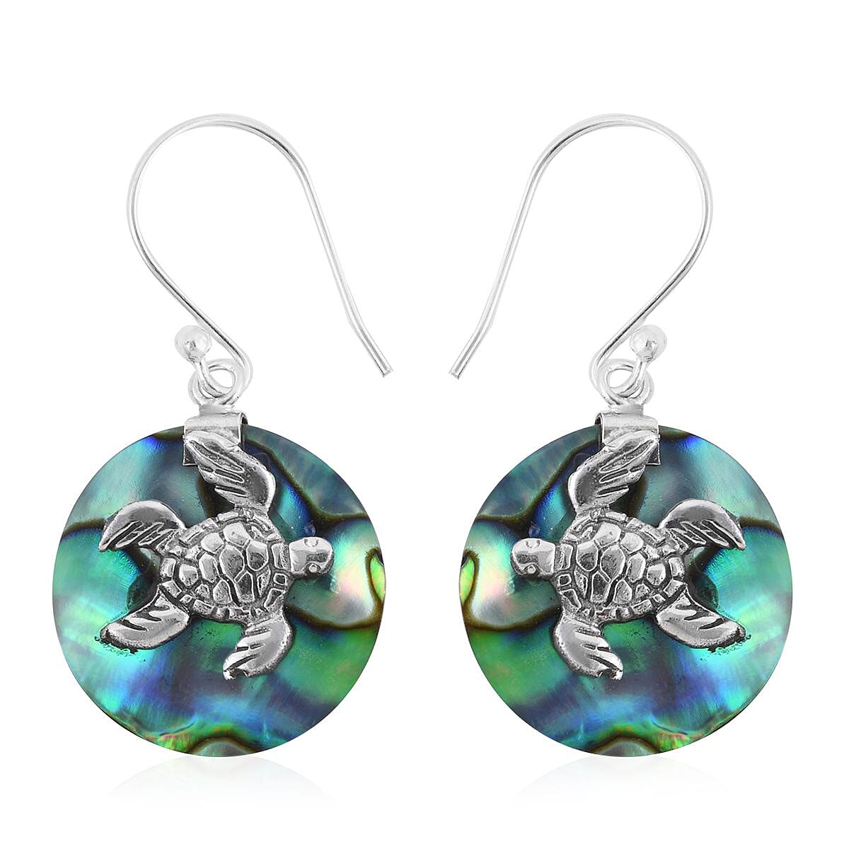 Abalone Shell Turtle Earrings in Sterling Silver