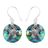 Abalone Shell Turtle Earrings in Sterling Silver
