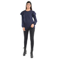 TAMSY Blue French Terry Ruffle Sleeve Sweater - Size - L - Sticky add to cart bar