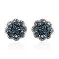 Doorbuster Blue Diamond Floral Stud Earrings in Platinum Over Sterling Silver 0.25 ctw - Sticky add to cart bar