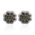 Doorbuster Blue Diamond Floral Stud Earrings in Platinum Over Sterling Silver 0.25 ctw - Sticky add to cart bar