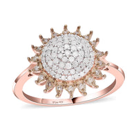 Doorbuster Natural White and Champagne Diamond Cocktail Ring in Vermeil RG Over Sterling Silver (Size 10.0) 0.50 ctw