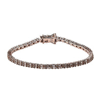 Natural Champagne Diamond Linking Bracelet in Vermeil Rose Gold Over Sterling Silver (7.25 In) 9.75 Grams 2.25 ctw
