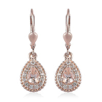 Marropino Morganite and Natural White Zircon Lever Back Earrings in Vermeil Rose Gold Over Sterling Silver 1.35 ctw