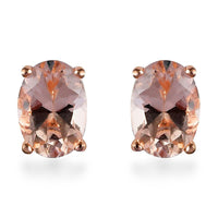 Marropino Morganite Solitaire Stud Earrings in Vermeil Rose Gold Over Sterling Silver 0.90 ctw