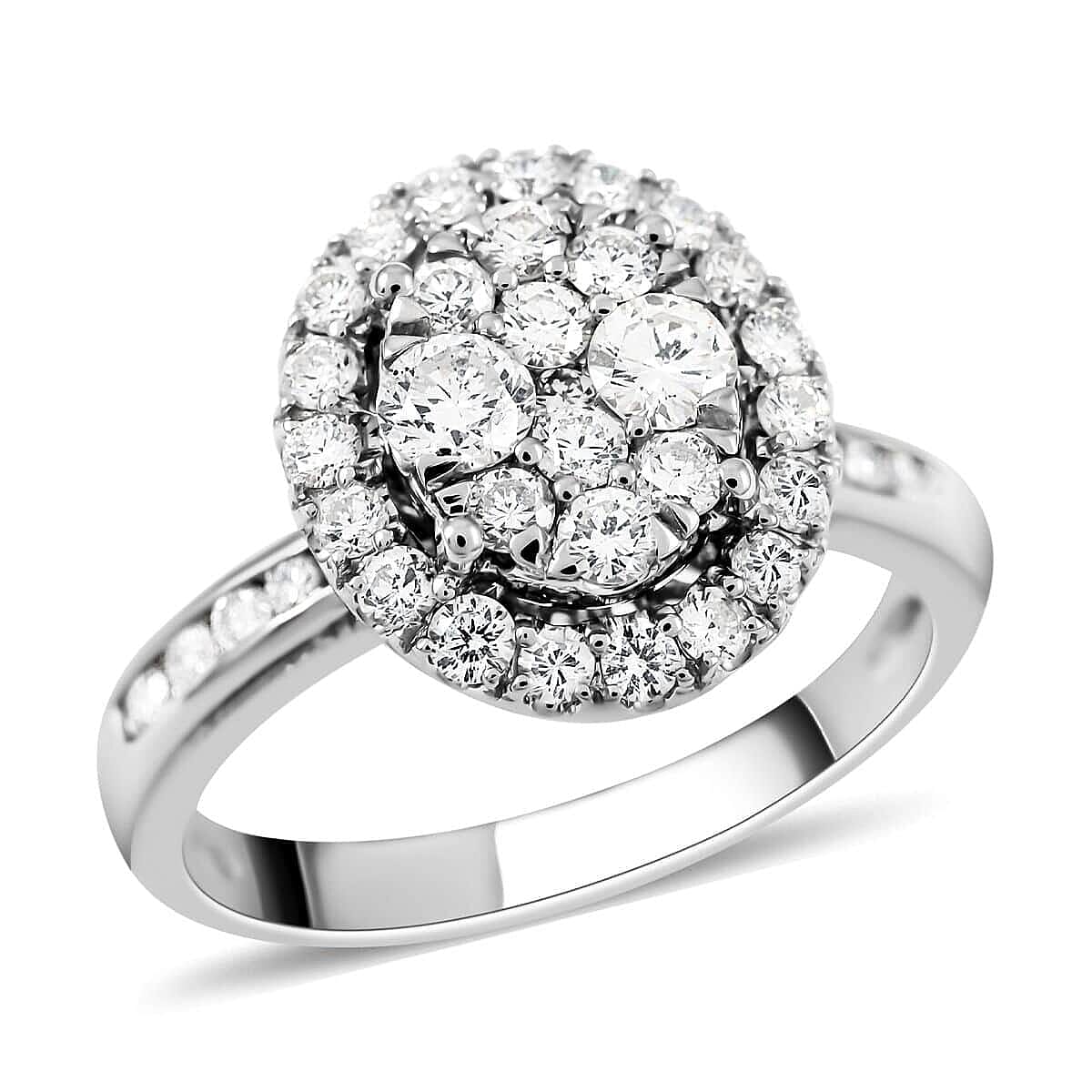 NY Closeout 950 Platinum Diamond Cluster Ring 6.80 Grams 1.10 ctw
