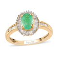 Ethiopian Emerald, Diamond Halo Ring in Vermeil YG Over Sterling Silver (Size 10.0) 1.00 ctw - Sticky add to cart bar