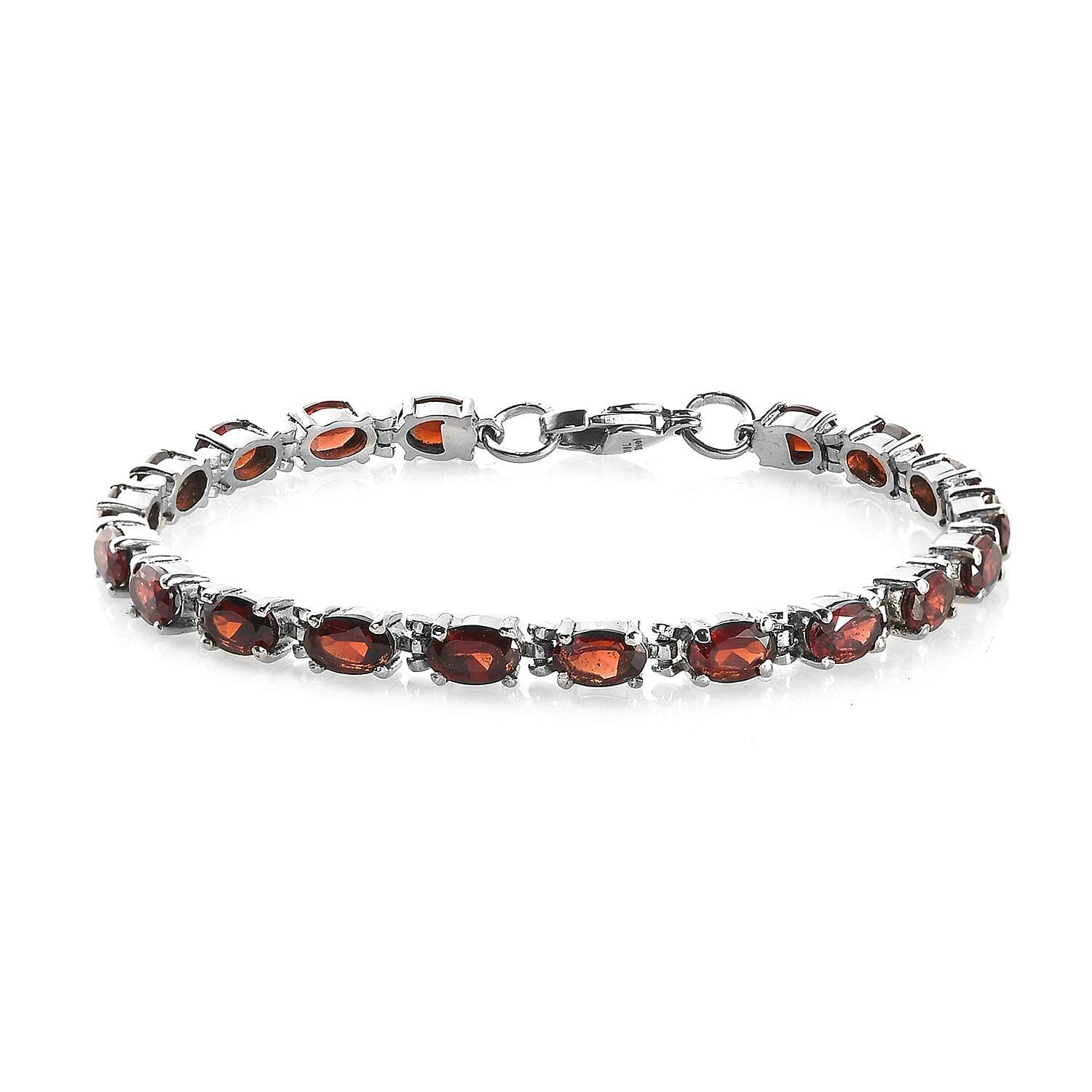 Mozambique Garnet Tennis Bracelet in Stainless Steel (6.50 In) 9.65 ctw