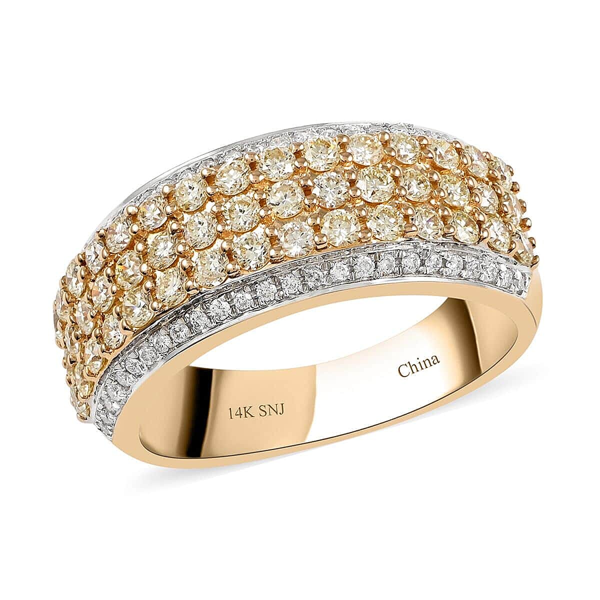 14K Yellow Gold Yellow Diamond and Diamond Band Ring 5.3 Grams 1.00 ctw