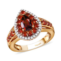 Brazilian Cherry Citrine, Multi Gemstone Cocktail Ring in Vermeil YG Over Sterling Silver (Size 6.0) 1.50 ctw