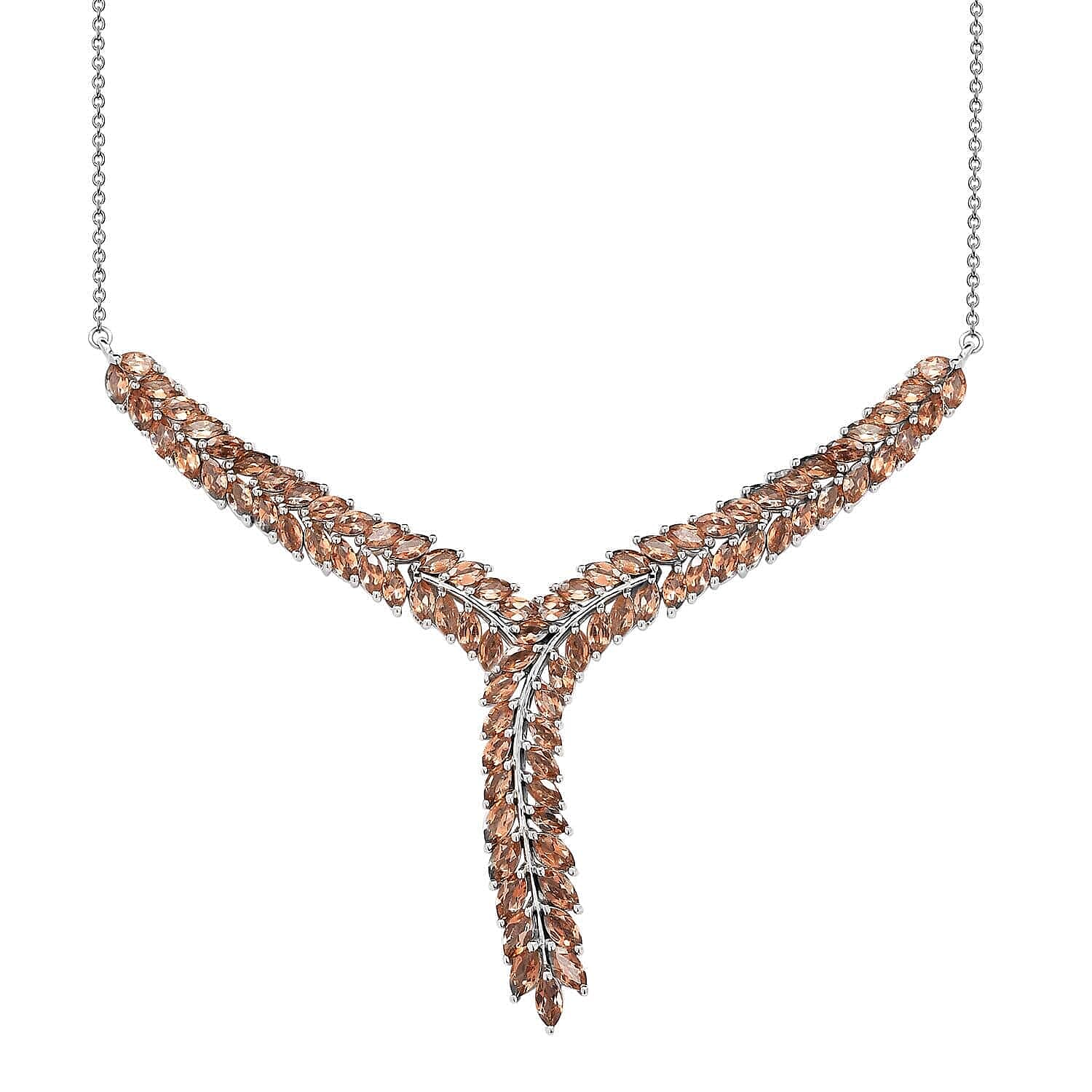 Jenipapo Andalusite Y-Shape Necklace 18 Inches in Platinum Over Sterling Silver 13.90 ctw