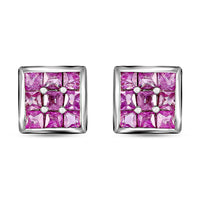 Madagascar Pink Sapphire Stud Earrings in Platinum Plated Sterling Silver,Stud Earrings For Women, Anniversary Gifts For Women 1.00 ctw