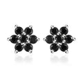 Natural Thai Black Spinel Floral Stud Earrings in Sterling Silver 1.00 ctw - Sticky add to cart bar