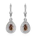 Jenipapo Andalusite and Natural White Zircon Lever Back Earrings in Platinum Over Sterling Silver 1.40 ctw - Sticky add to cart bar
