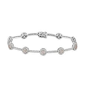 14K White Gold Natural Pink and White Diamond I1 Bracelet (7.00 In) 10 Grams 2.00 ctw