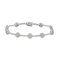 14K White Gold Natural Pink and White Diamond I1 Bracelet (7.00 In) 10 Grams 2.00 ctw