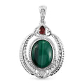 African Malachite, Mozambique Garnet Fancy Pendant in Platinum Over Copper 11.85 ctw - Sticky add to cart bar