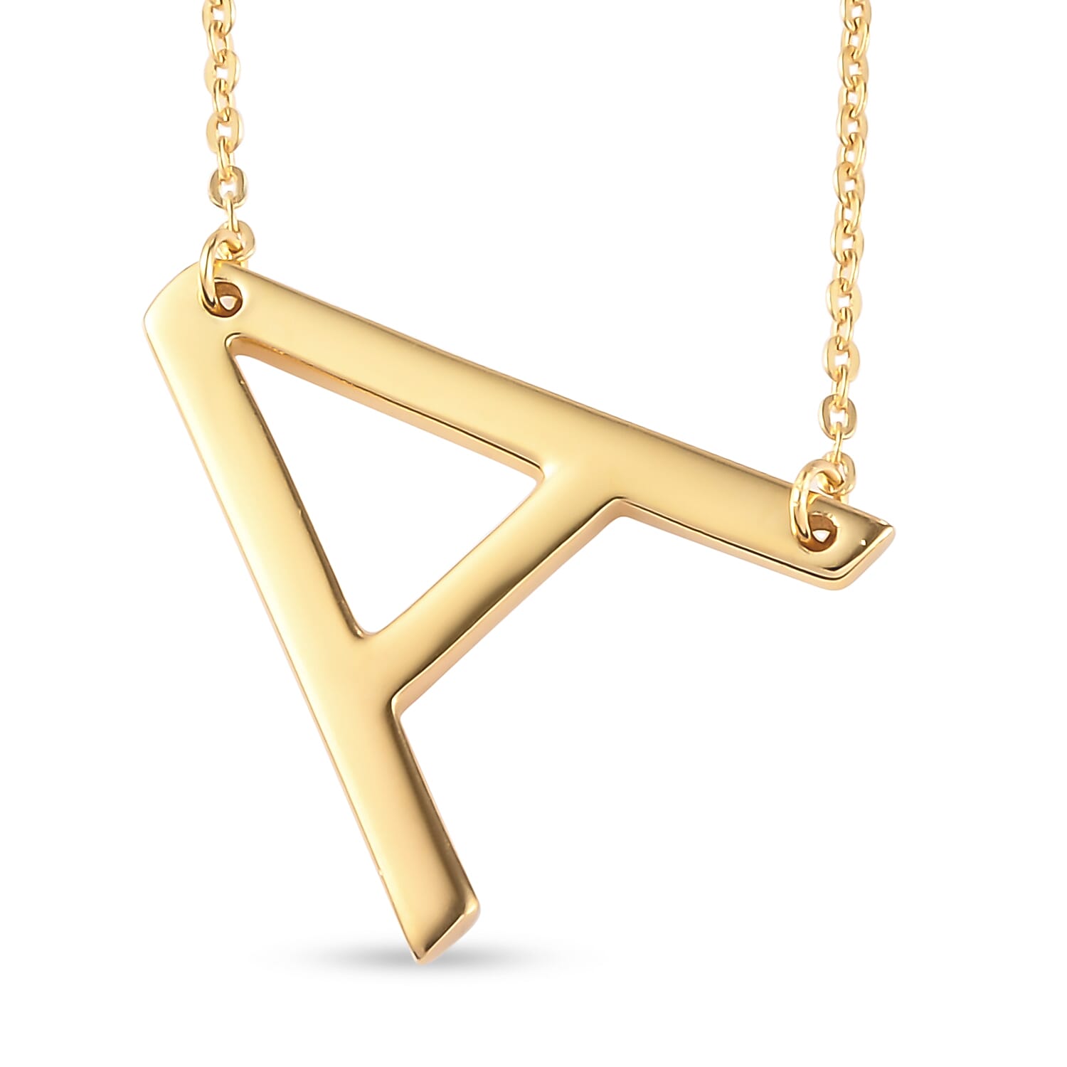 Vermeil Yellow Gold Over Sterling Silver Initial A Necklace 18 Inches 3.80 Grams