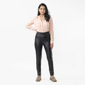 LA MAREY Black Genuine Lamb Leather With Back Ponte Knit Legging - L - Sticky add to cart bar
