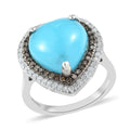 Natural Arizona Sleeping Beauty Turquoise (HT 12), Natural Champagne and White Diamond (0.60 cts) Heart Ring in Platinum Over Sterling Silver (Size 10.0) 5.65 ctw - Sticky add to cart bar