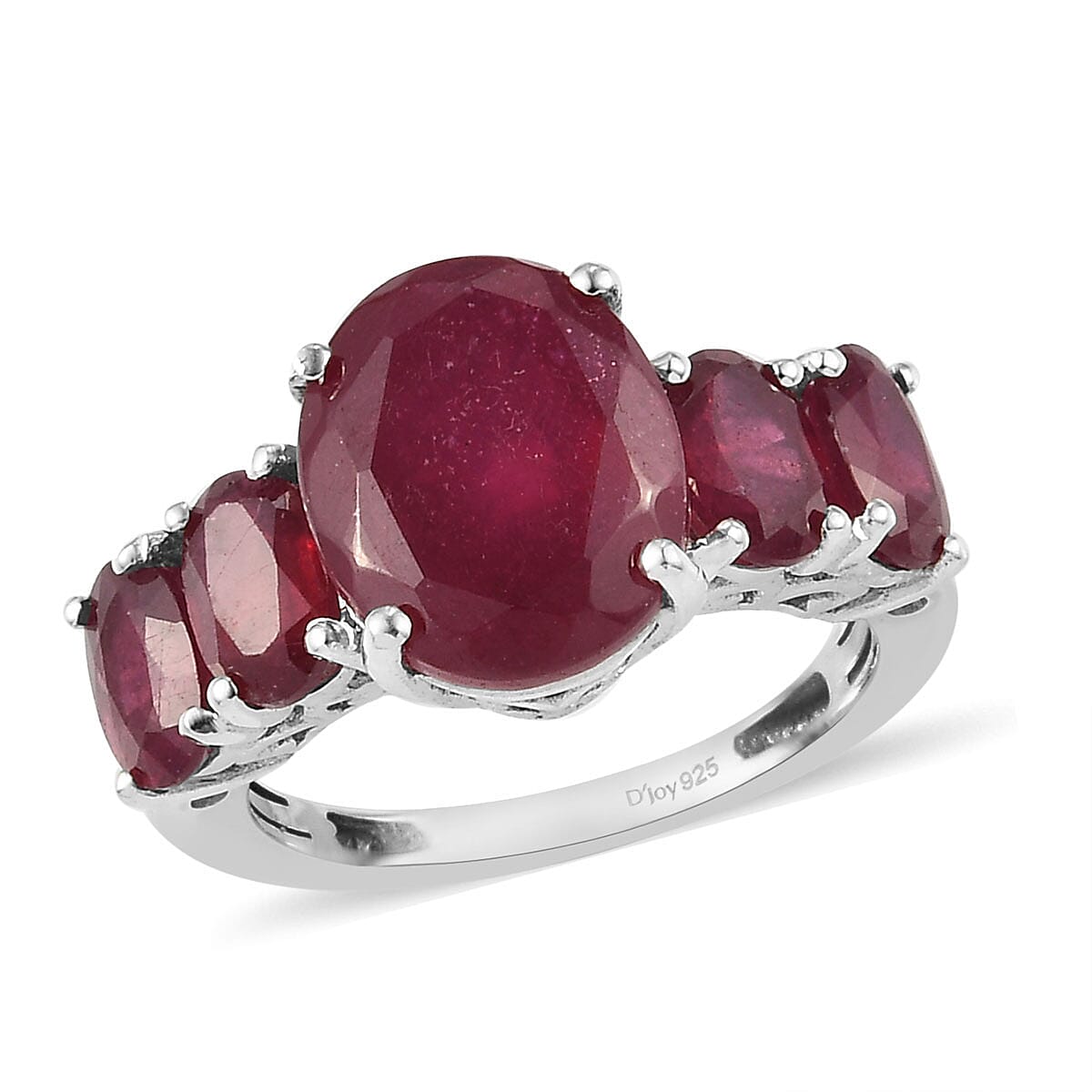 Niassa Ruby Ring in Platinum Over Sterling Silver 8.15 ctw
