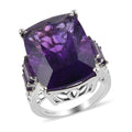 Amethyst Ring in Platinum Over Sterling Silver (Size 8.0) 20.90 ctw - Sticky add to cart bar