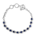 D'Joy Ceylon Blue Sapphire and White Zircon 5.50 ctw Toggle Clasp Bracelet in Platinum Over Sterling Silver (6.50-8.0In) - Sticky add to cart bar