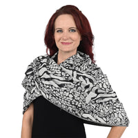 NYC CLOSE OUT Black and White Animal Print Shawl (72"x8")