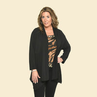 TAMSY Black Cardigan with Matching Leopard Tank Set - Large