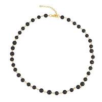 Shungite Beaded Station Necklace in 14K YG Over Copper, Bead Necklace For Women 100ctw 20 Inches