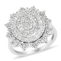 DOORBUSTER Diamond Cocktail Ring in Platinum Over Sterling Silver (Size 9.0) 1.00 ctw - Sticky add to cart bar