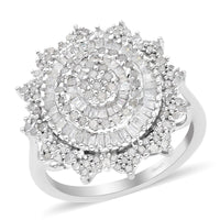 DOORBUSTER Diamond Cocktail Ring in Platinum Over Sterling Silver (Size 9.0) 1.00 ctw