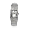 STRADA Austrian Crystal Japanese Movement Bangle Watch with Silvertone Strap (19.55x17.80mm) (up to 6.50 Inches) 3.00 ctw - Sticky add to cart bar